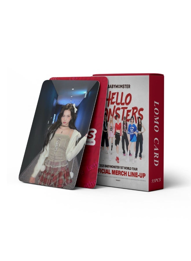 NIBEMINENT 55 Pcs Kpop BABYMONSTER Hello MONSTERS Lomo Cards Card For Fans Collection Gifts - Image 1
