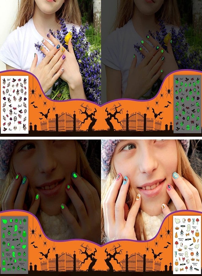 Leesgel 280 PCS Glow Nail Stickers Decals for Kids, Self-Adhesive DIY Stickers for Halloween Decorations, Nail Art Charms for Halloween Party Decorations - Image 5
