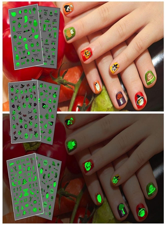 Leesgel 280 PCS Glow Nail Stickers Decals for Kids, Self-Adhesive DIY Stickers for Halloween Decorations, Nail Art Charms for Halloween Party Decorations - Image 1