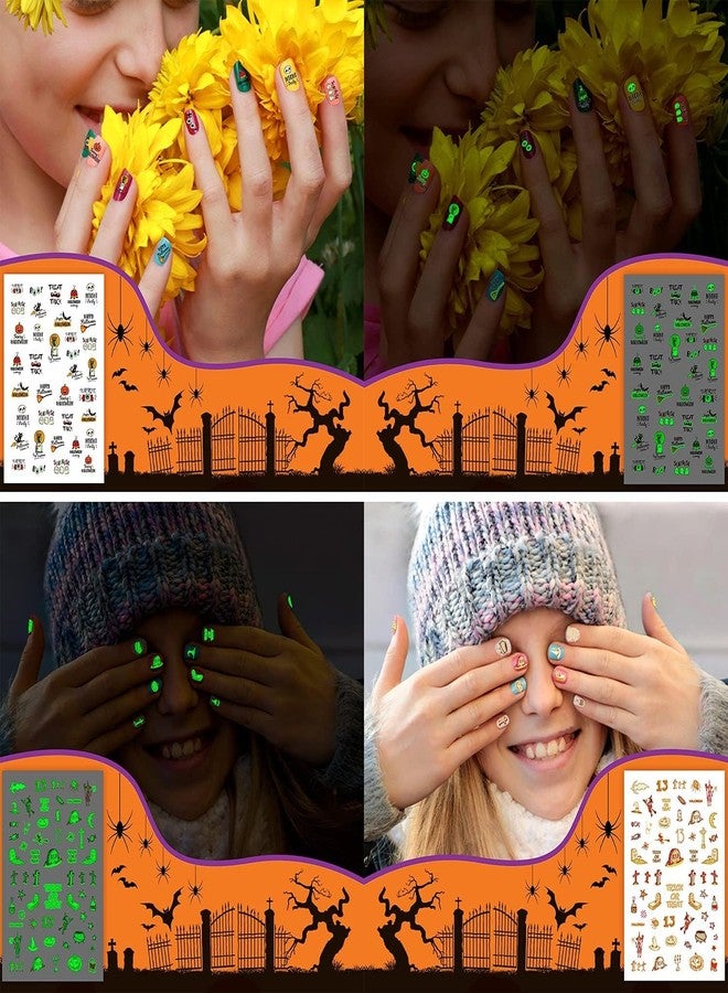 Leesgel 280 PCS Glow Nail Stickers Decals for Kids, Self-Adhesive DIY Stickers for Halloween Decorations, Nail Art Charms for Halloween Party Decorations - Image 4