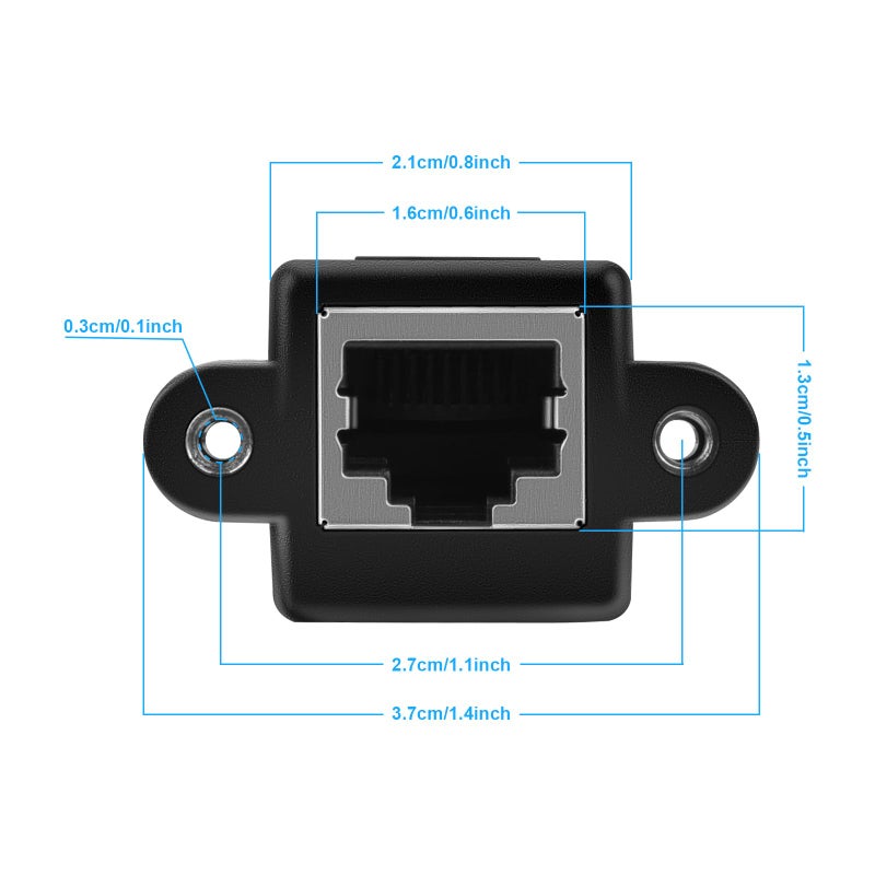 iGreely Ethernet Extender 2Pack RJ45 Male to Female Screw Panel Mount Cat6/Cat5e/Cat5 Ethernet LAN Network Extension Cable 1ft/30cm CAT6 - Image 3