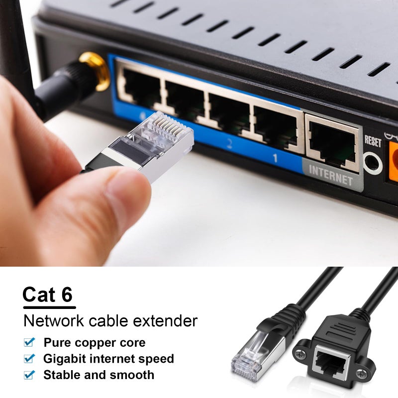 iGreely Ethernet Extender 2Pack RJ45 Male to Female Screw Panel Mount Cat6/Cat5e/Cat5 Ethernet LAN Network Extension Cable 1ft/30cm CAT6 - Image 5
