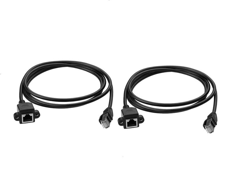 LipiWorld® Rj45 Male to Female LAN Cable LAN Network 8 Pin Extension Cable CAT6E Network Panel Mount Screw Lock Ethernet Extension Cable (Pack Of 2-1.5m) - Image 1
