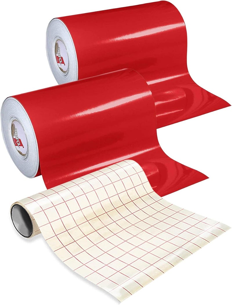 ORACAL Red Glossy Roll of 651 Permanent Adhesive-Backed Vinyl (12" x 24" - 2 Pack) - Image 1