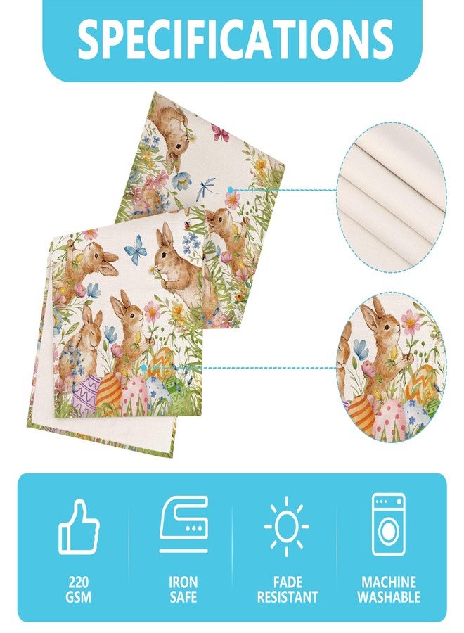 Siilues Easter Table Runner, Colorful Bunny Eggs Floral Butterfly Easter Runner for Table Watercolor Seasonal Spring Holiday Home Party Decor Kitchen Dining Table Decorations 13x72 Inch - Image 5
