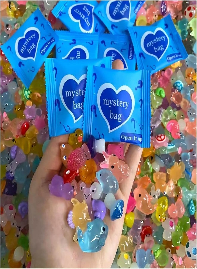 FOSER Mini Glow in The Dark Animal Resin Models, Mystery Bag Mini Resin Animals, Glow in The Dark (100PCS) - Image 1