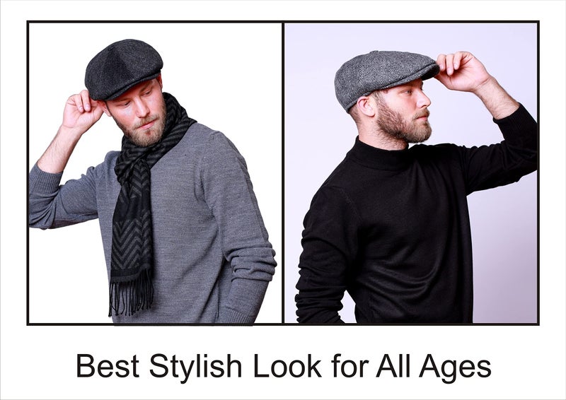 RR DESIGN Black Suspender and Diamond Neck Bow Tie Set with Irish/Golf Flat Cap for Men - Image 3