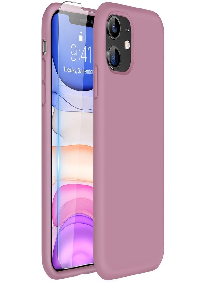 Miracase Designed for iPhone 11 Phone Case, with Screen Protector, Liquid Silicone Gel Rubber Full Body Drop Protection Shockproof Cover Phone Case for iPhone 11 6.1 inch, Blackcurrant - Image 1