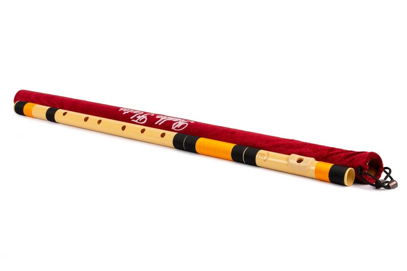 Radhe Flutes | E Natural Right Handed Base Bansuri | Black & Orange| Tuned With Tanpura A=440Hz | PVC Flute + Velvet Cover + Hindi & English Flute Lessons - Image 4