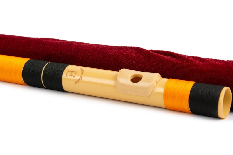Radhe Flutes | E Natural Right Handed Base Bansuri | Black & Orange| Tuned With Tanpura A=440Hz | PVC Flute + Velvet Cover + Hindi & English Flute Lessons - Image 5