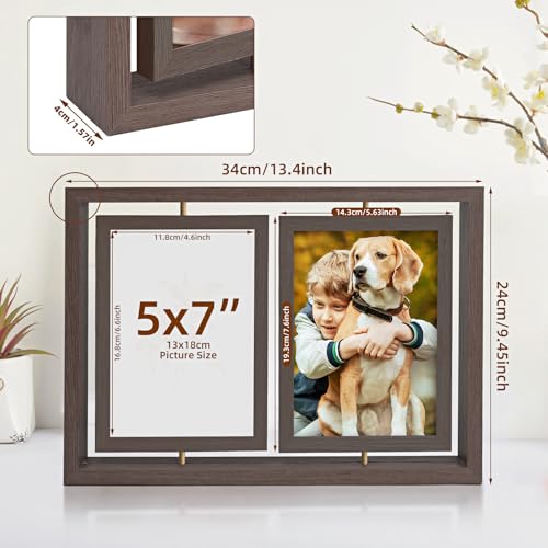 ZEEYUAN 5x7 Picture Frame Desktop Picture Frame Double Side 5x7 Rotating Photo Frame Family Collage Frame Tabletop for Office Home - Image 2