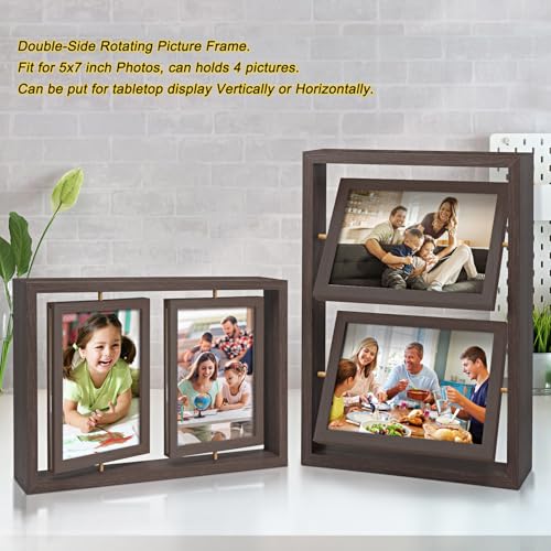 ZEEYUAN 5x7 Picture Frame Desktop Picture Frame Double Side 5x7 Rotating Photo Frame Family Collage Frame Tabletop for Office Home - Image 3