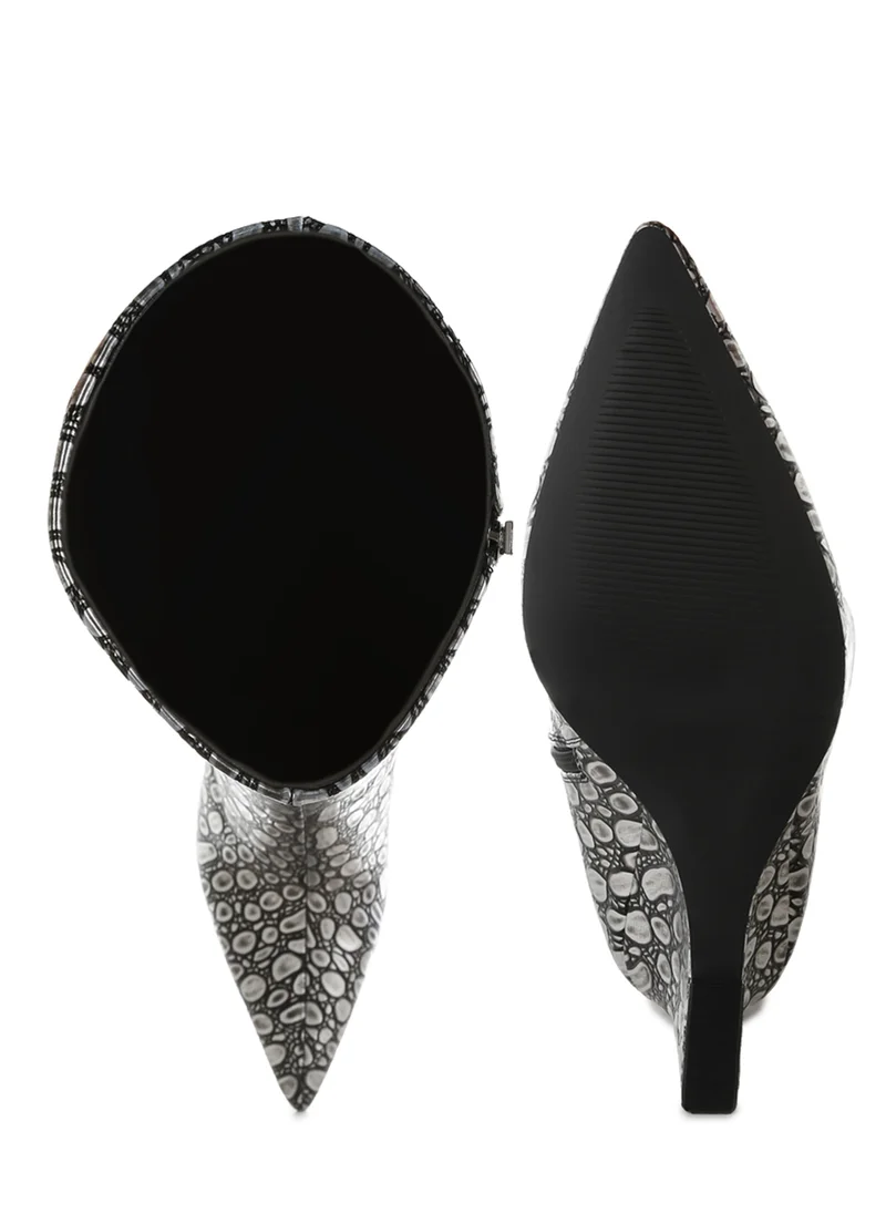 London Rag Tear Shaped Faux Leather Boots in Black Silver