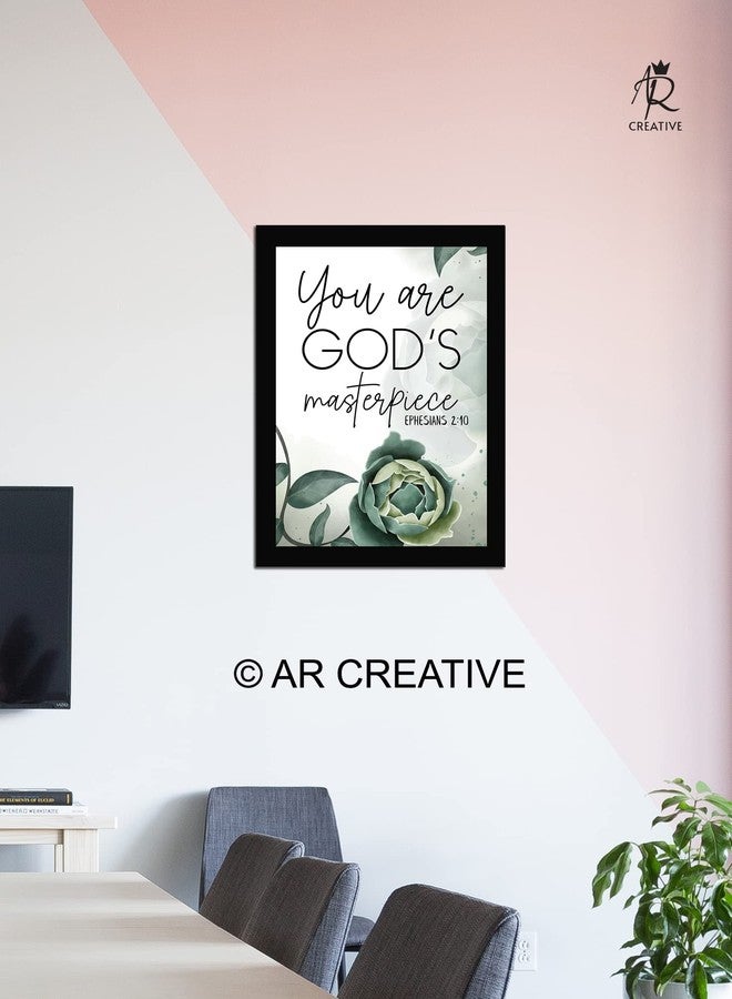 AR Creative You Are God's Masterpiece - Bible Verse Wall Photo Framed Wall Poster, Bible Quotes Print with Frame, Home, Office Decor, Bible Quotes Poster (13.6 inch x 10.2 inch) - Image 2