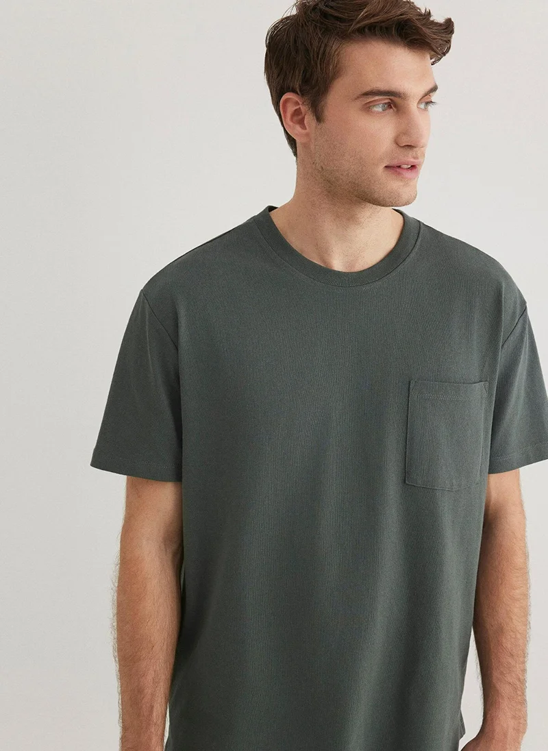 MAVI Green T-shirt with Pocket Detail