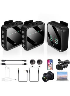 Wireless Lavalier Microphone, 2.4G lavalier microphone wireless (2TX + 1RX), For iPhone/Android, Professional Recording Mini Microphone for Interview YouTube Facebook Live-stream