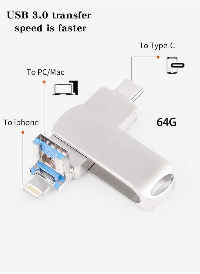 ZUOMIDIE Lightning Portable USB 3.0 Type-C Flash Drive 64 GB For iPhone/iPad  - Image 2