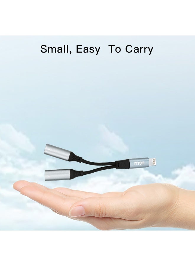 آیمی محول صوت لايتنينج 2 في 1 IMEE IM-233 | كابل لايتنينج مزدوج | محول صوت وشحن | صوت عالي الدقة | سلك مضفر من سبائك الألومنيوم | متوافق مع أجهزة iPhone وiPad بطول 0.12 متر - Image 2