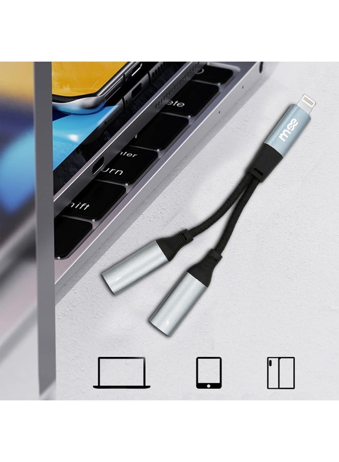 آیمی محول صوت لايتنينج 2 في 1 IMEE IM-233 | كابل لايتنينج مزدوج | محول صوت وشحن | صوت عالي الدقة | سلك مضفر من سبائك الألومنيوم | متوافق مع أجهزة iPhone وiPad بطول 0.12 متر - Image 3