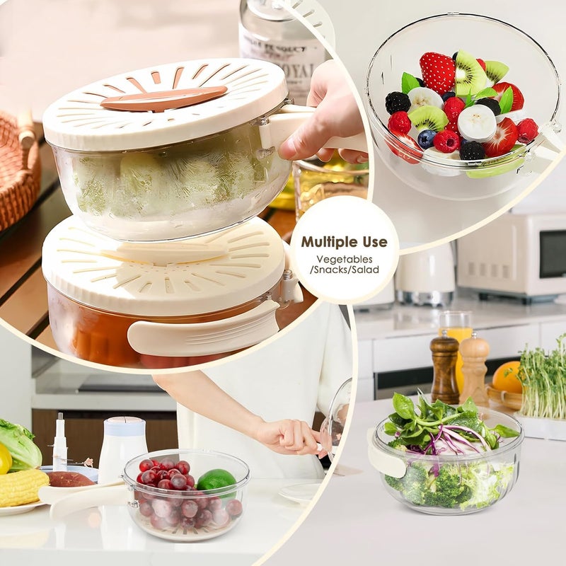 HOMENITY Food Strainer with Lid Colander Draining Basket with Handle Fruit Cleaning Bowl Collapsible Colander White Pack of 1 - Image 5