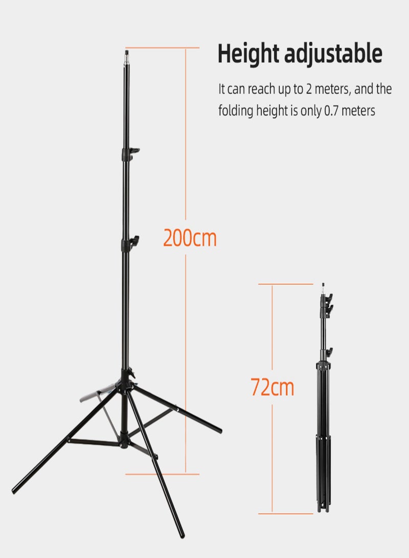 200cm/78.7in 4-Leg Metal Light Stand Adjustable Photography Tripod Stand 1/4 Inch Screw for Studio Reflector Softbox LED Video Light Ring Light Photography Accessories  - Image 2