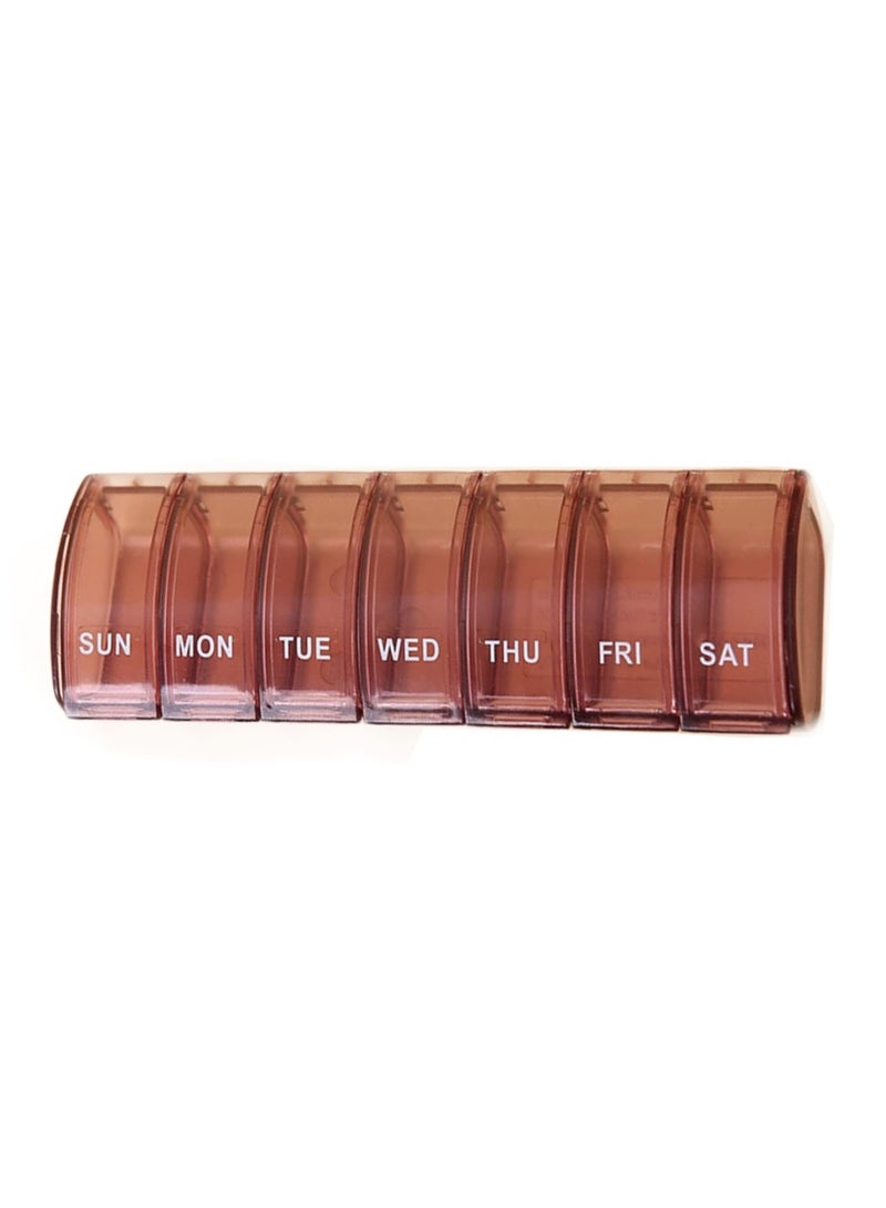 Pill Organizer Weekly Pill Box 7 Day One Time a Day Large Compartments Tablet Storage Case Daily Medicine Holder Portable Pill Organiser for Medication, Supplements, Vitamins and Cod Liver Oil (Brown) - Image 1