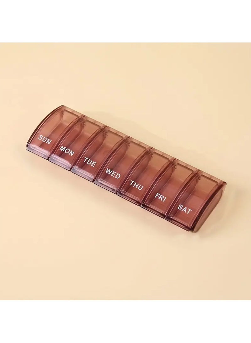 Pill Organizer Weekly Pill Box 7 Day One Time a Day Large Compartments Tablet Storage Case Daily Medicine Holder Portable Pill Organiser for Medication, Supplements, Vitamins and Cod Liver Oil (Brown) - Image 2