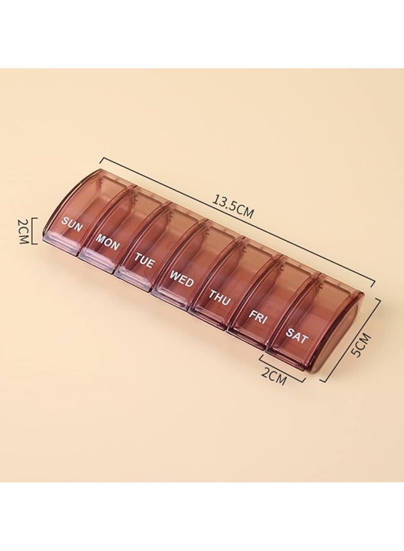Pill Organizer Weekly Pill Box 7 Day One Time a Day Large Compartments Tablet Storage Case Daily Medicine Holder Portable Pill Organiser for Medication, Supplements, Vitamins and Cod Liver Oil (Brown) - Image 4