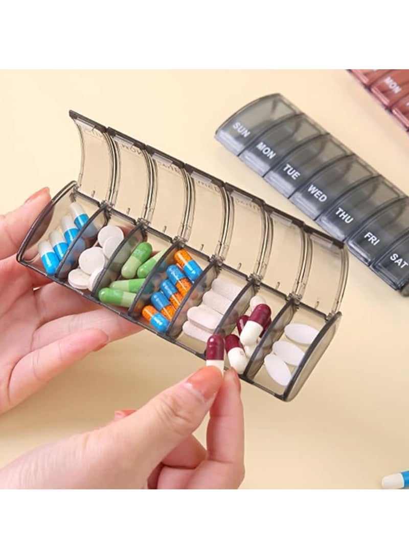 Pill Organizer Weekly Pill Box 7 Day One Time a Day Large Compartments Tablet Storage Case Daily Medicine Holder Portable Pill Organiser for Medication, Supplements, Vitamins and Cod Liver Oil (Brown) - Image 5