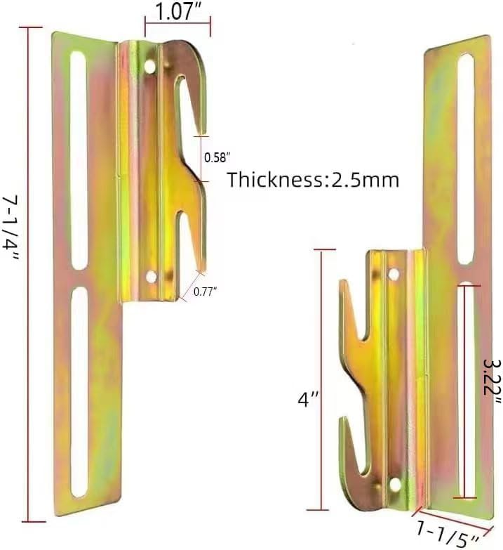 ironwork 2Pcs 711 Bolt on to Hook on Bed Frame Conversion Brackets with Hardware Hook, Headboard Hook Set,Hook on Bed Frame Brackets Adapter,Hook on Bed Rail - Image 3