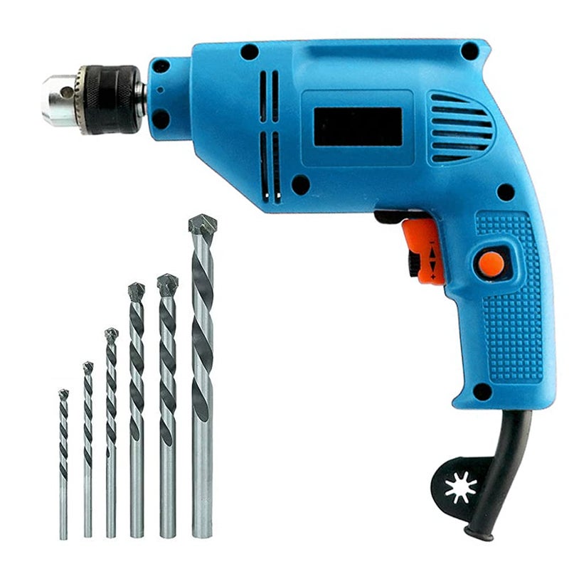 MLD AP10RF 10 mm Drill machine Variable Speed Reversible 300 watt 2600 rpm speed 220V50Hz With bit 5 pcs for Wall Metal Wood Drilling and Screwdriver Size 10 mmColorMulti Material Plastic - Image 1