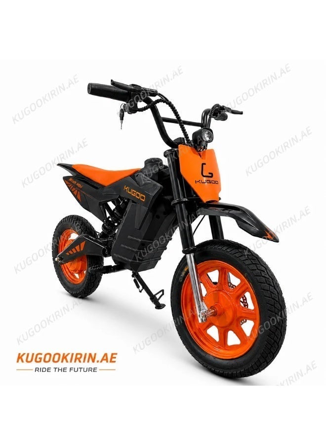 KUGOO Wish Mini Kids Electric Bike | Orange & Black | Rechargeable Battery Powered Mini Motocross Bike | Off-Road Ride-On Motorcycle | Ages 7–14 - Image 1
