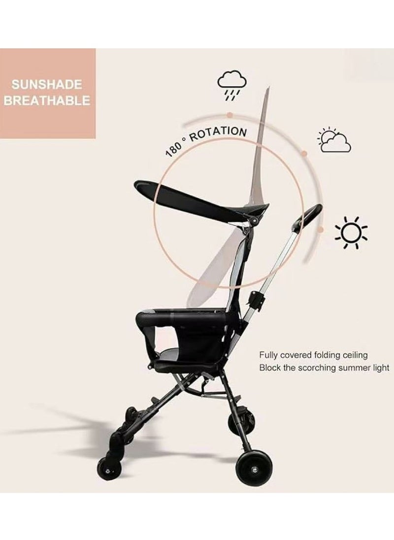 Beauenty Baby Stroller for Babies and Toddlers Foldable Baby Stroller with Adjustable Handles and Awning Stroller Pushchair for Airplane, Shopping, Walking, Travel  - Image 2