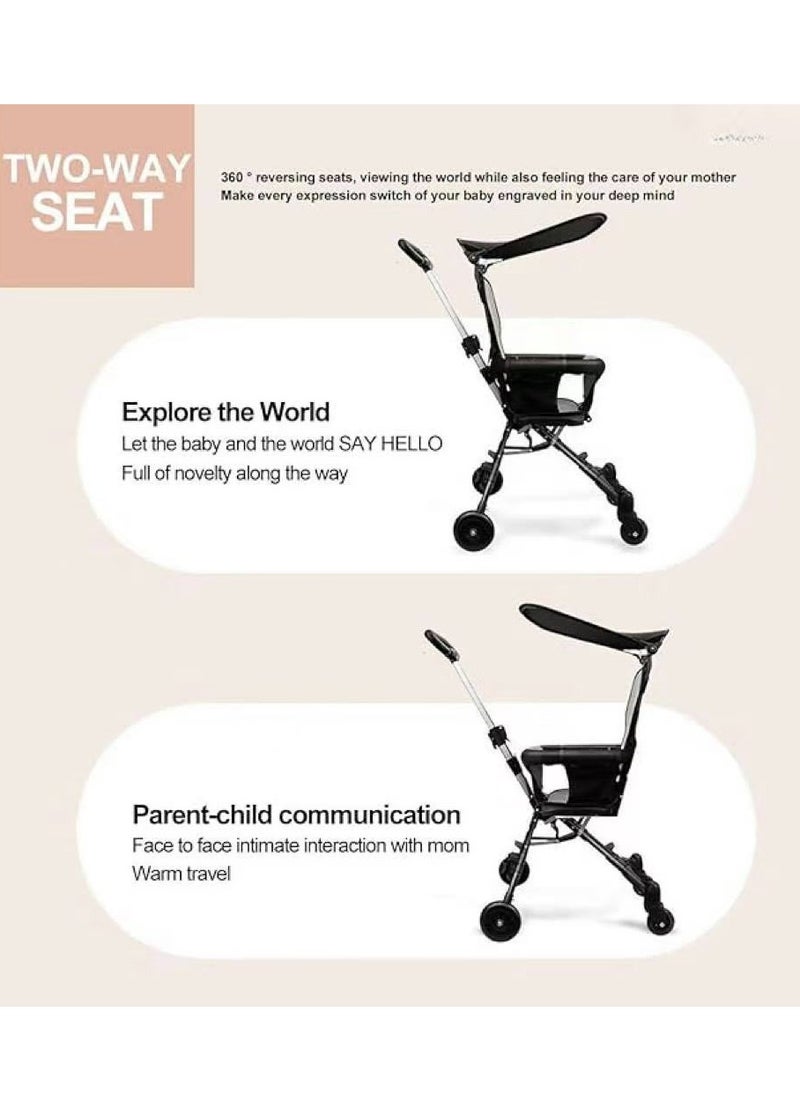 Beauenty Baby Stroller for Babies and Toddlers Foldable Baby Stroller with Adjustable Handles and Awning Stroller Pushchair for Airplane, Shopping, Walking, Travel  - Image 3