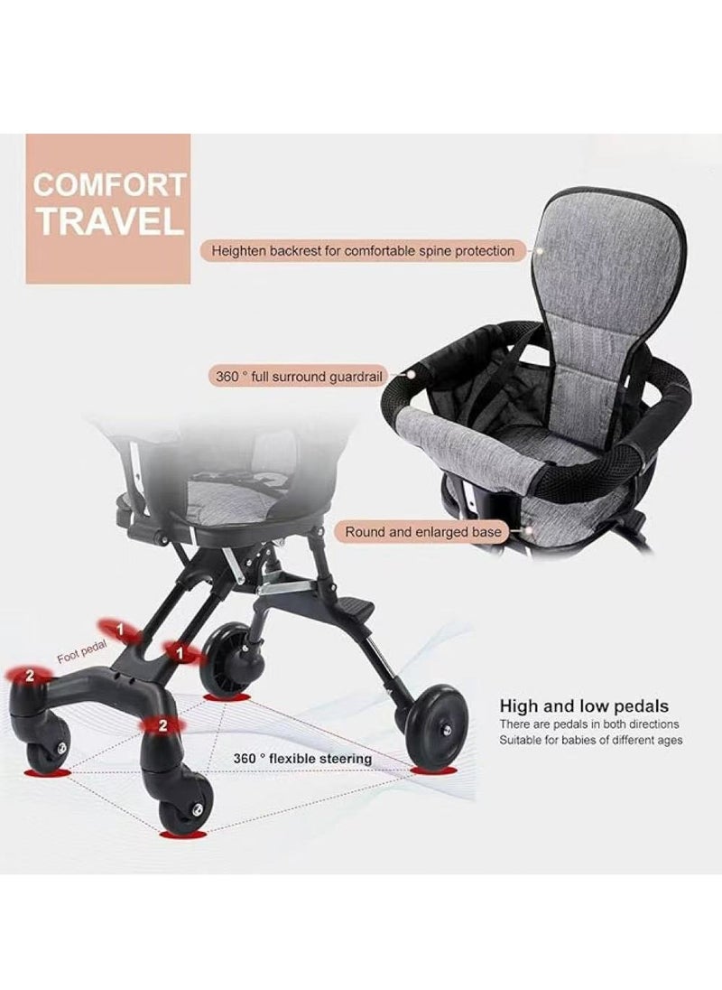 Beauenty Baby Stroller for Babies and Toddlers Foldable Baby Stroller with Adjustable Handles and Awning Stroller Pushchair for Airplane, Shopping, Walking, Travel  - Image 4