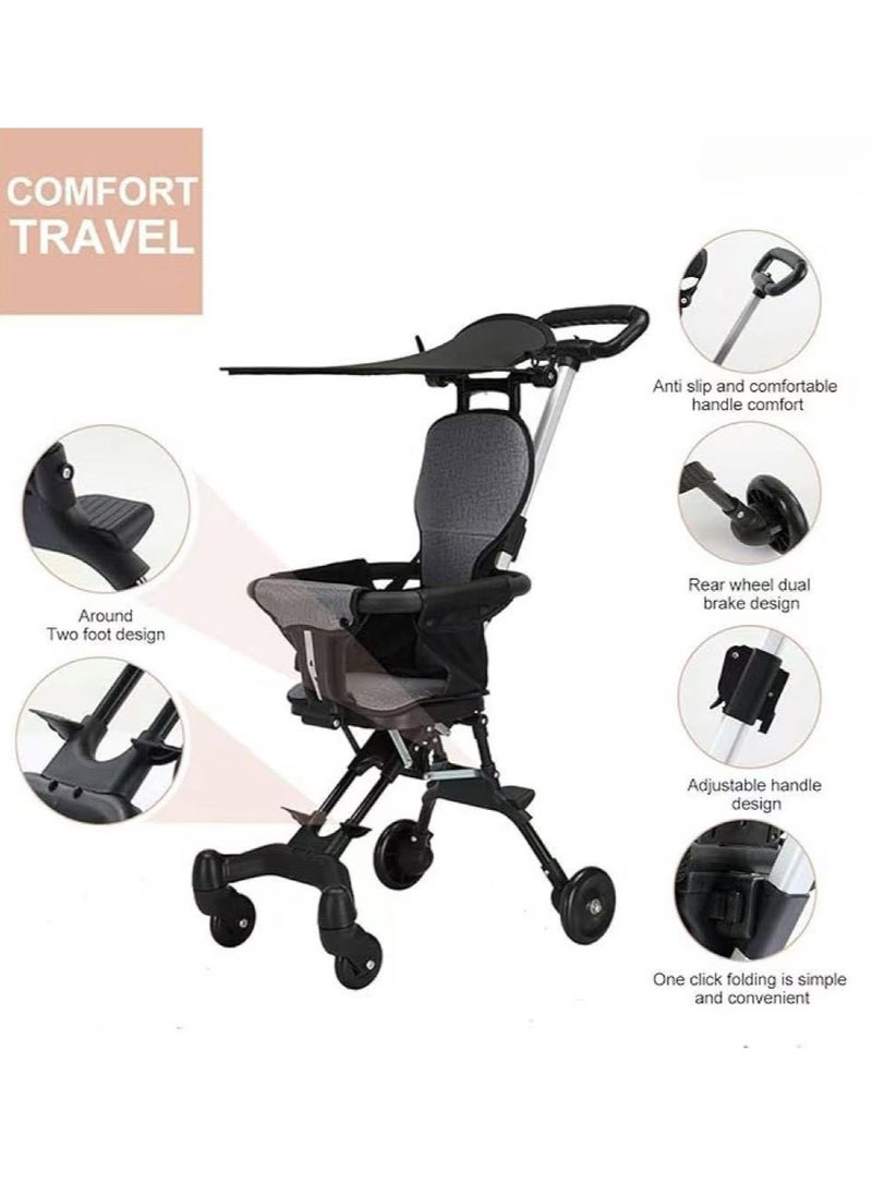 Beauenty Baby Stroller for Babies and Toddlers Foldable Baby Stroller with Adjustable Handles and Awning Stroller Pushchair for Airplane, Shopping, Walking, Travel  - Image 5