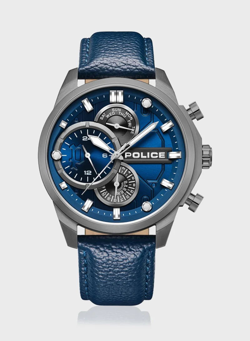 POLICE Reactor Leather Strap Analog Watch
