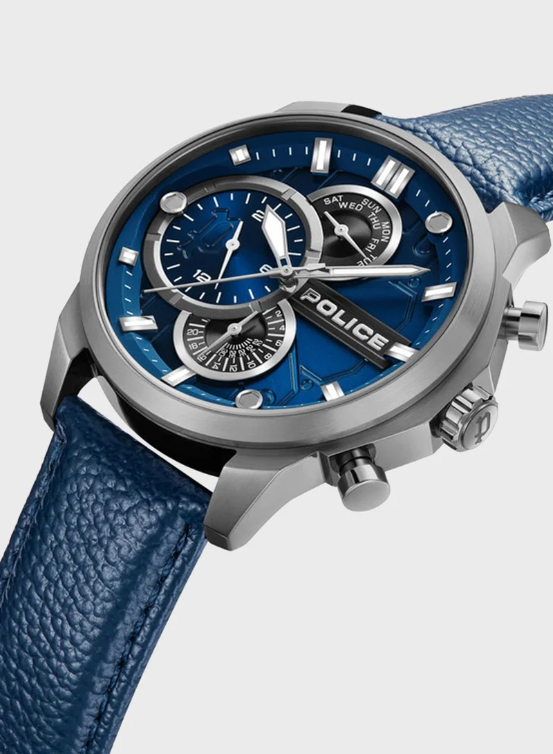 POLICE Reactor Leather Strap Analog Watch