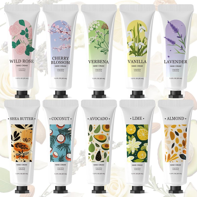 spa luxetique 10 Pack Hand Cream Gifts Stocking Stuffers for Women Hand Lotion for Dry Cracked Travel Size Mini Moisturizing Lotion Gifts for Women Appreciation Gifts 10 x 1.0 oz/30ml