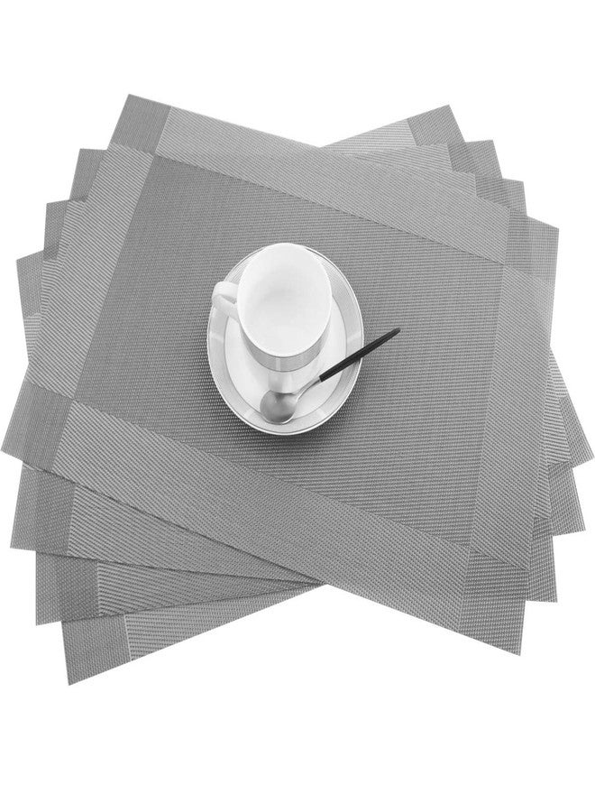 PIGCHCY Placemats Heat-Resistant Non-Slip Table Mats Washable Easy to Clean Woven Vinyl Placemats for Dining Table(Set of 4, Grey) - Image 2