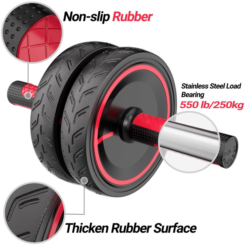READAEER Ab Roller Wheel, Heavy Duty Workout Equipment for Home Gym, Professional Metal Handle with Rubber Surface Abdominal Exercise Wheel for Strength Training, Ab Wheel with Knee Pad - Image 2