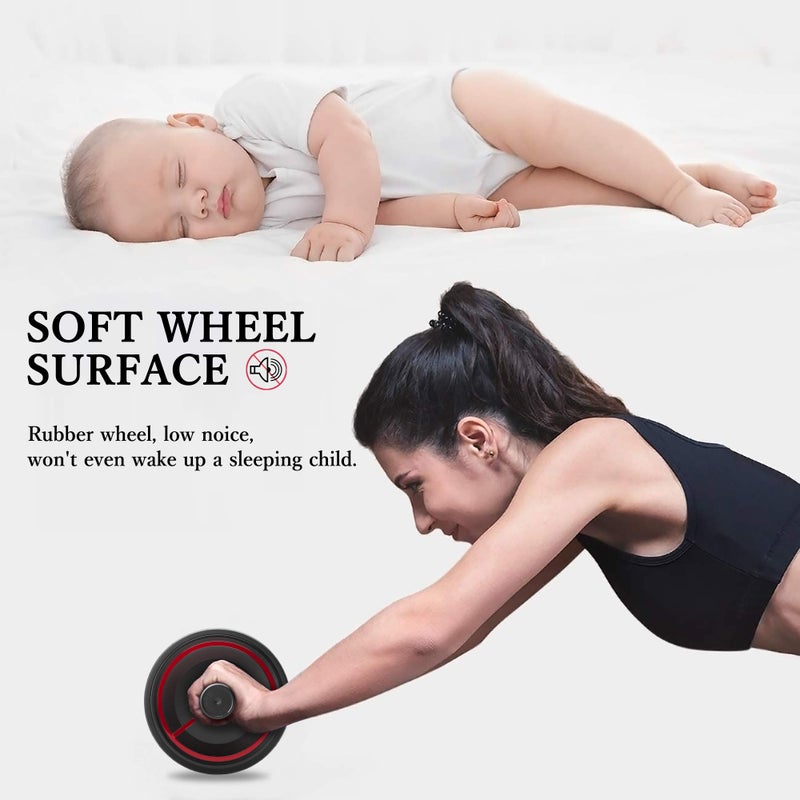 READAEER Ab Roller Wheel, Heavy Duty Workout Equipment for Home Gym, Professional Metal Handle with Rubber Surface Abdominal Exercise Wheel for Strength Training, Ab Wheel with Knee Pad - Image 4