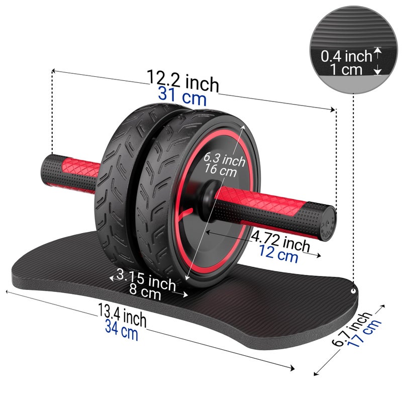 READAEER Ab Roller Wheel, Heavy Duty Workout Equipment for Home Gym, Professional Metal Handle with Rubber Surface Abdominal Exercise Wheel for Strength Training, Ab Wheel with Knee Pad - Image 5