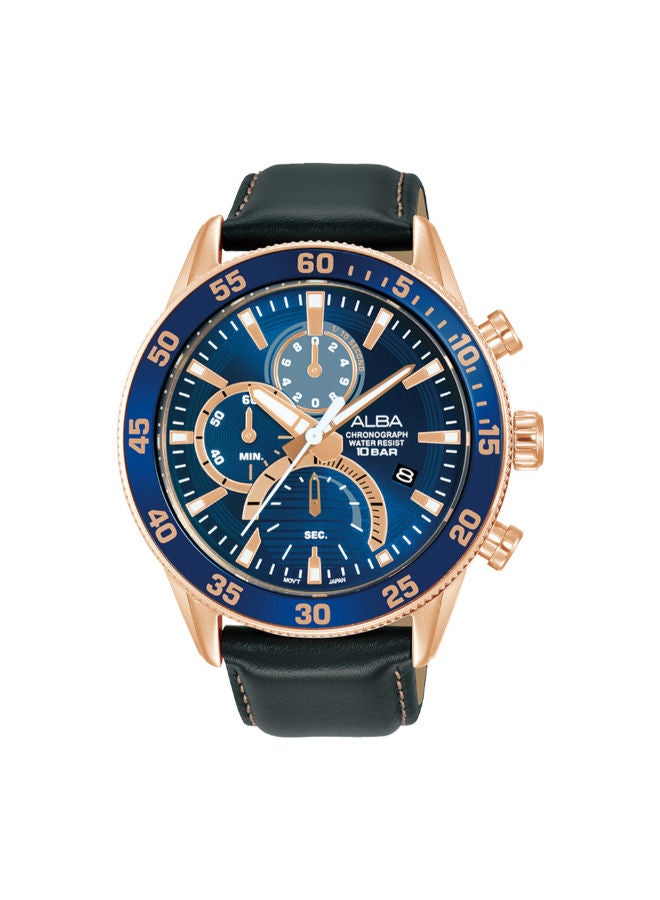 Alba Leather Chronograph Wrist Watch AM3898X1