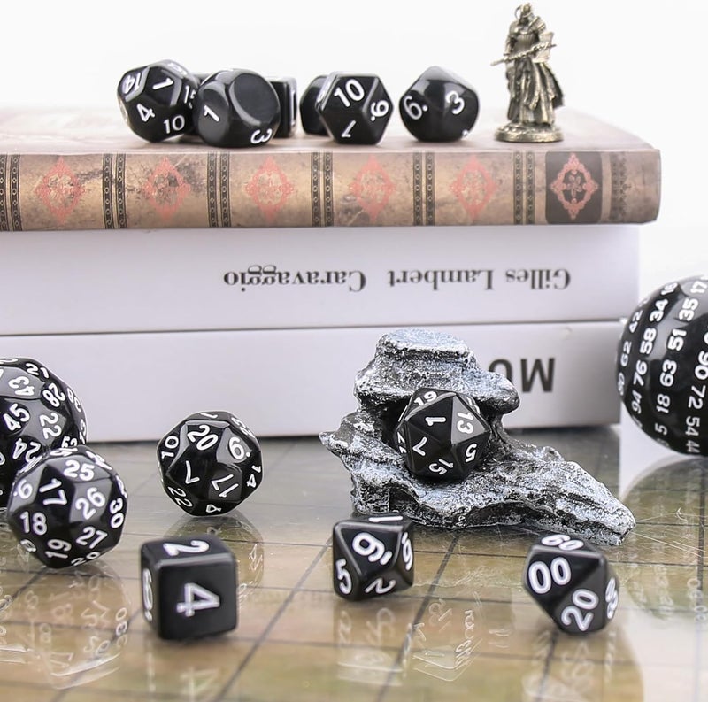 Zikra DND Dice Polyhedral Dice Set Acrylic Dice for Playing Games Dice Games, Math Games, Party Favors, Toy Gifts or Teaching Kids Math Board Games, Activity, Party Favors (15 Pieces, Black) - Image 4