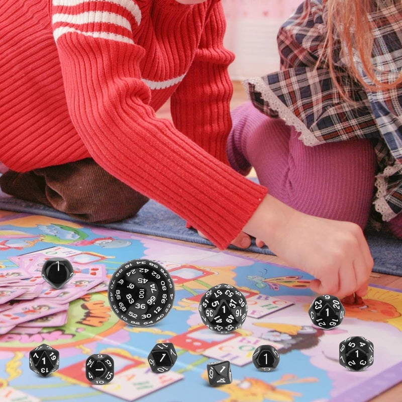 Zikra DND Dice Polyhedral Dice Set Acrylic Dice for Playing Games Dice Games, Math Games, Party Favors, Toy Gifts or Teaching Kids Math Board Games, Activity, Party Favors (15 Pieces, Black) - Image 2
