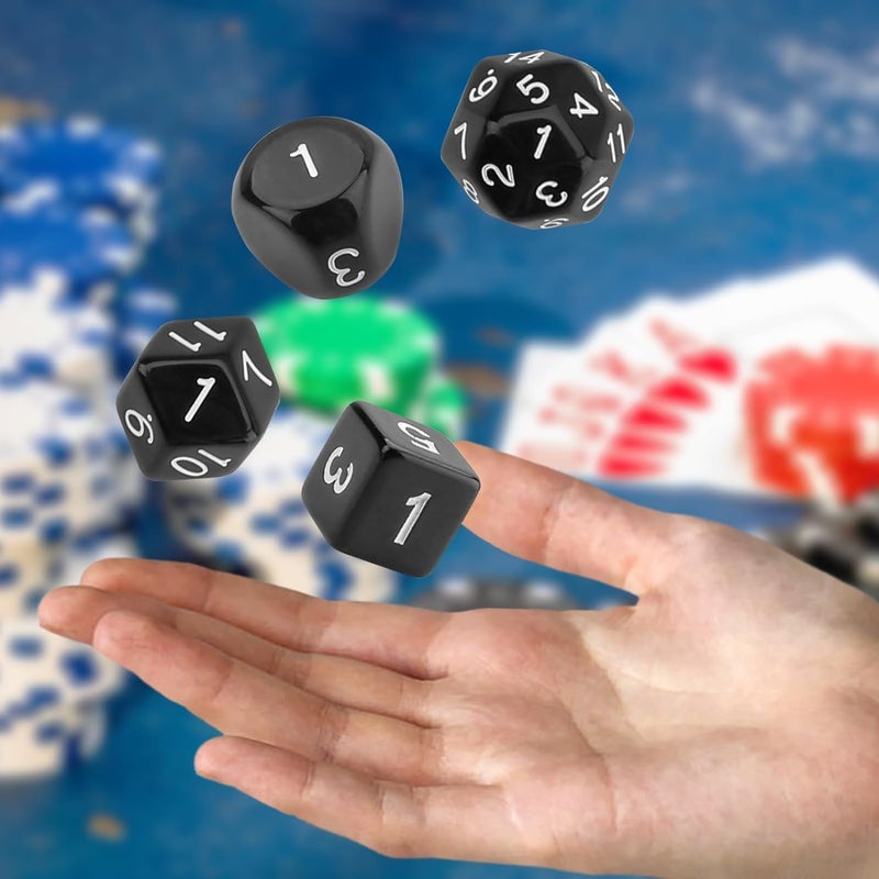 Zikra DND Dice Polyhedral Dice Set Acrylic Dice for Playing Games Dice Games, Math Games, Party Favors, Toy Gifts or Teaching Kids Math Board Games, Activity, Party Favors (15 Pieces, Black) - Image 5