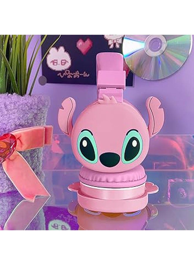 Pink Stitch design Bluetooth wireless headphones for children, folding headphones for children noise reduction, suitable for children's stereo headphones for TF cards, mobile phones, tablets - Image 3