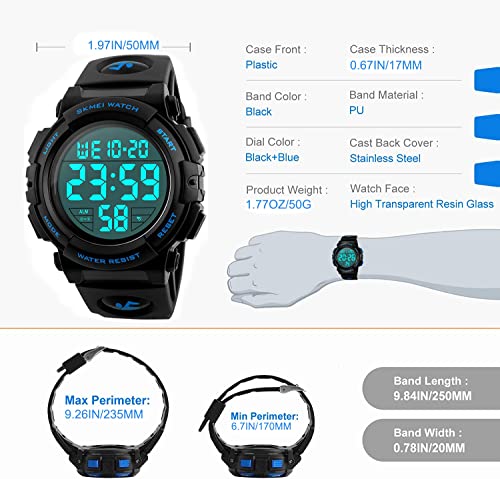 MJSCPHBJK Watches for Men, Digital Sports Watch for Mens Waterproof LED Screen Large Face Military Tactical Watch - Image 3