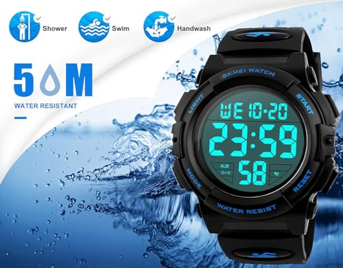MJSCPHBJK Watches for Men, Digital Sports Watch for Mens Waterproof LED Screen Large Face Military Tactical Watch - Image 2